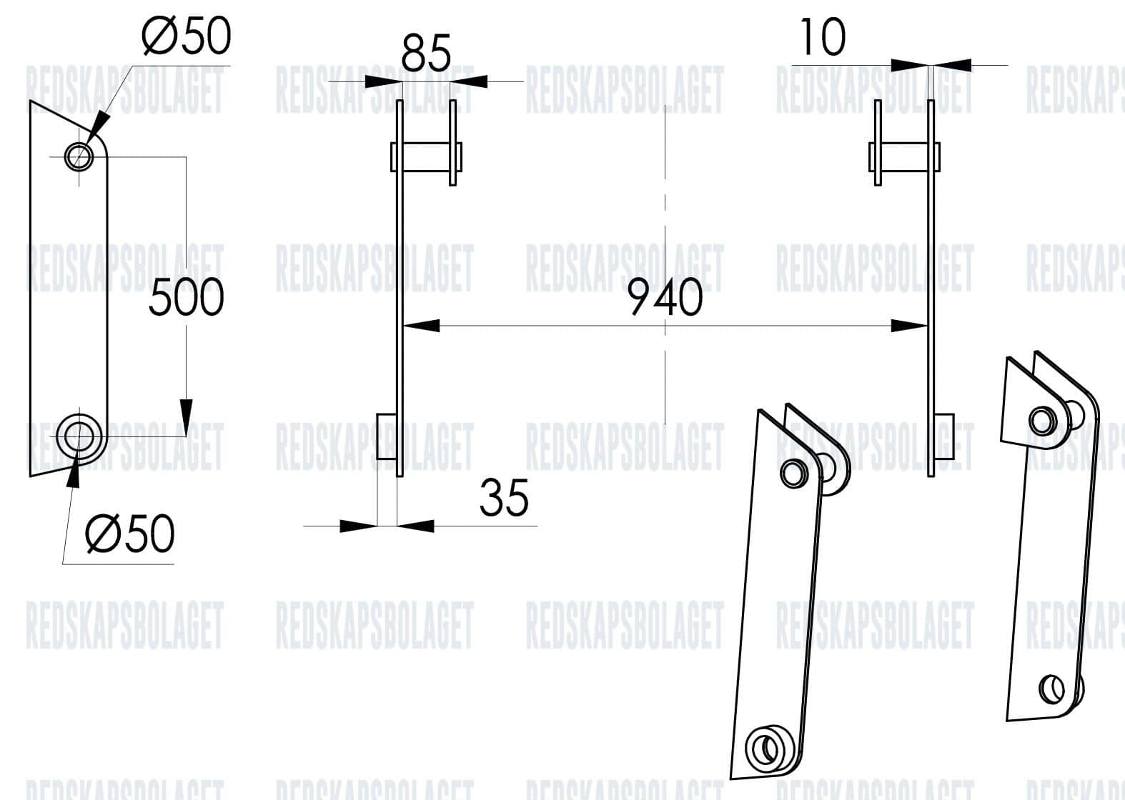 Produktbild 3 för GA Hydrauliska Pallgafflar Terex 80-120 1500/1200mm_1_image