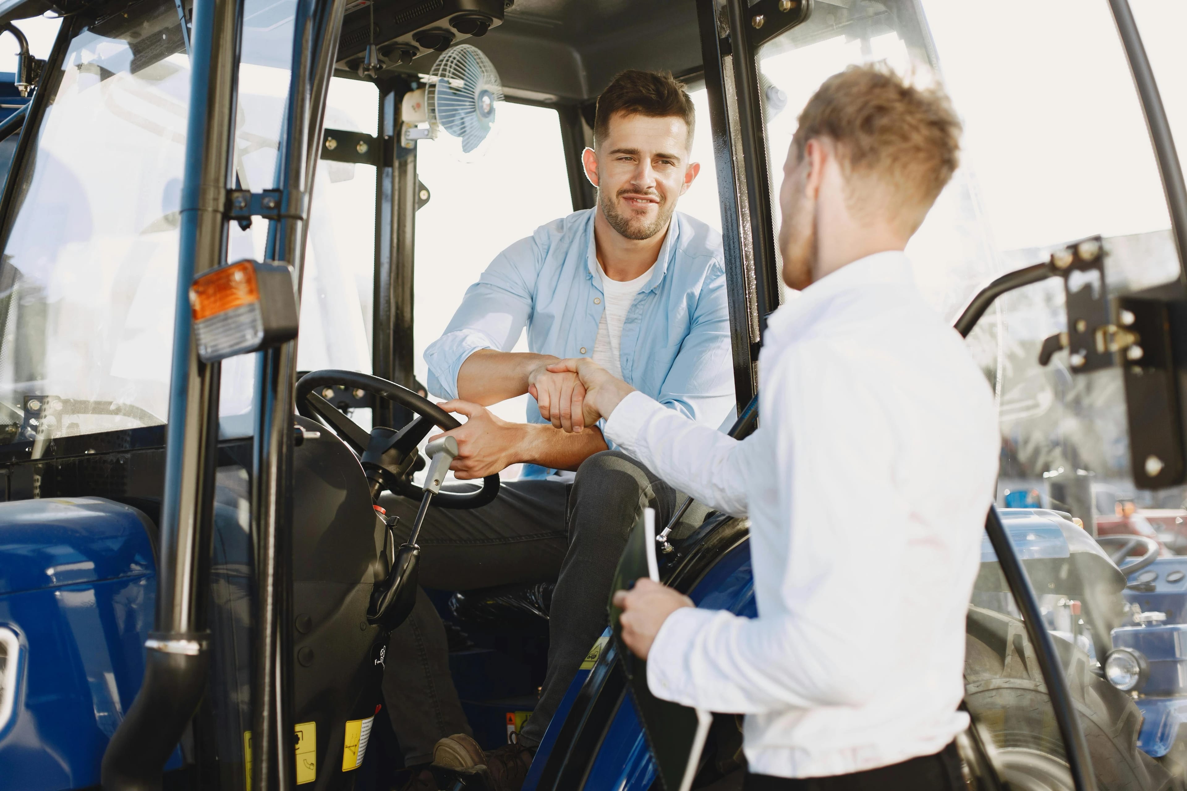 Warehouse worker operating machinery